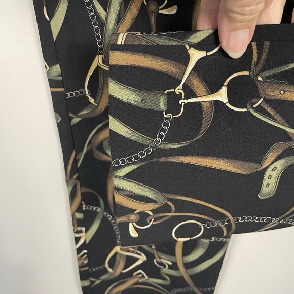 Crazy Larry Pull On Pants Women 4 Black Equestrian Tack Horse Print Stretch USA - Picture 8 of 9